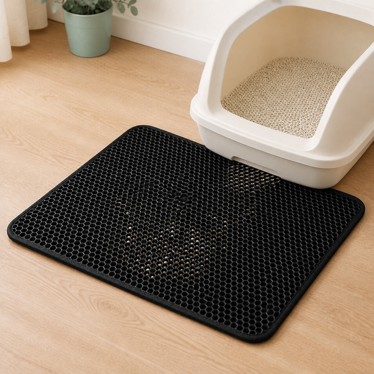 Alfombrilla atrapa arena para gatos · 55 × 75 cm