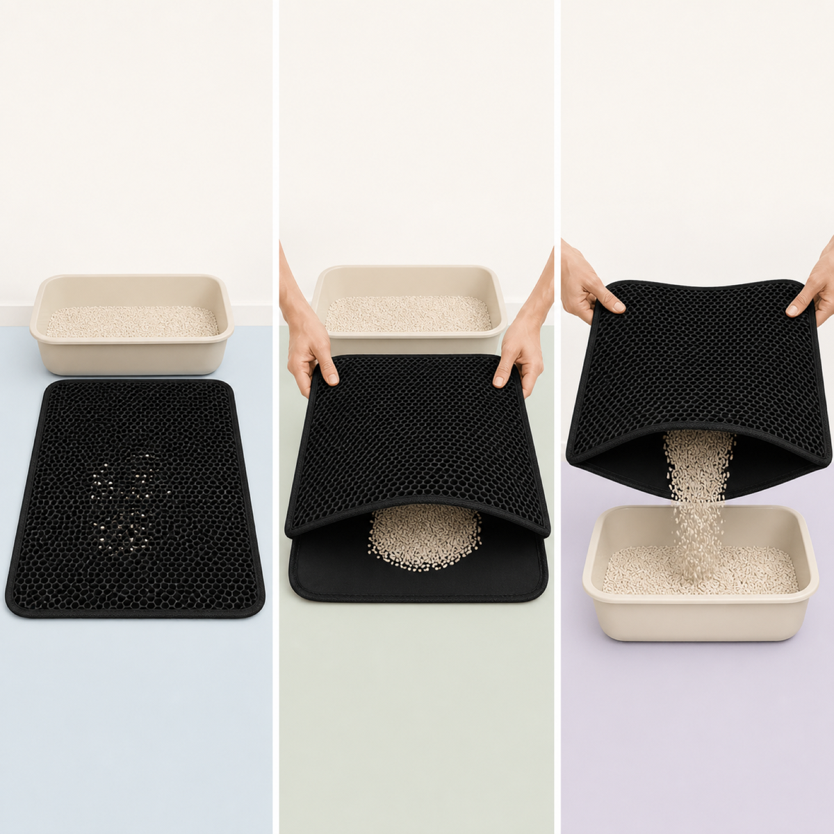 Alfombrilla atrapa arena para gatos · 55 × 75 cm