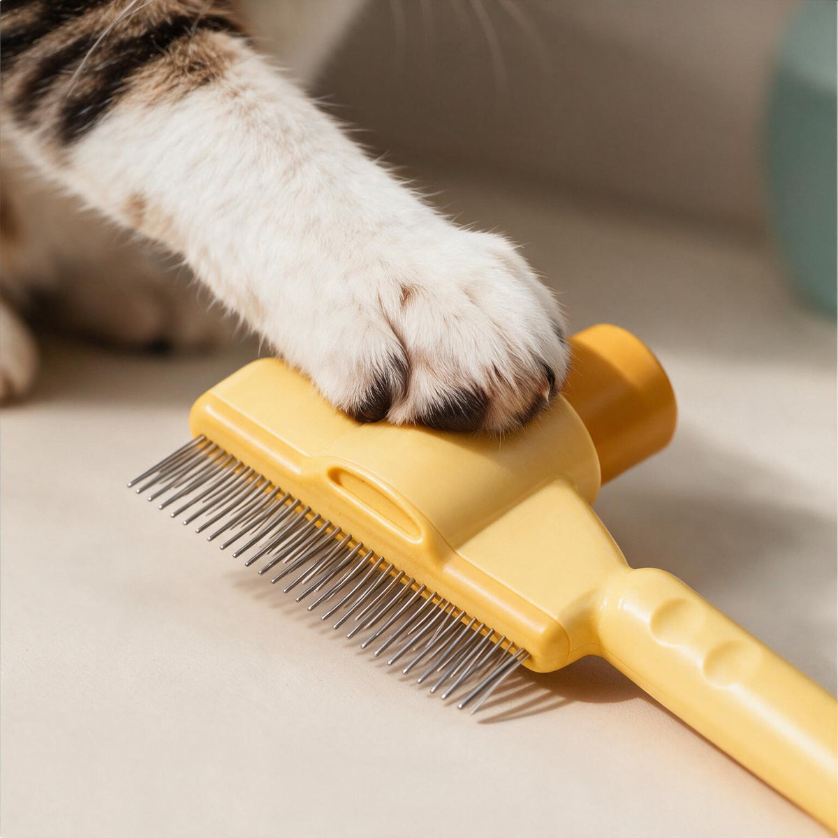 Cepillo para perros y gatos con botón de limpieza